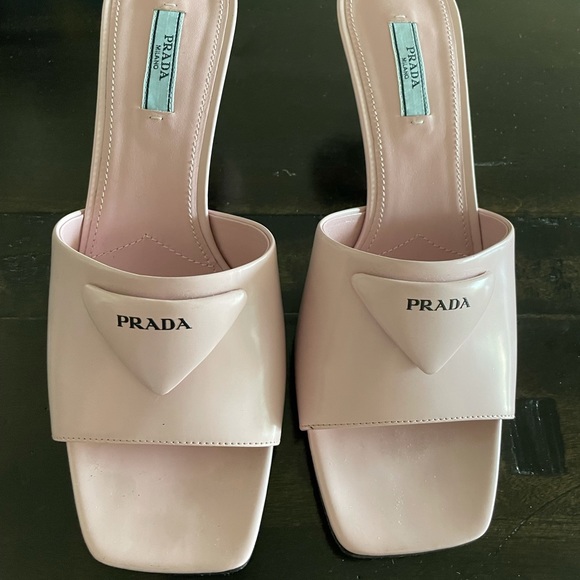 prada brushed leather heeled slides - Picture 4 of 5
